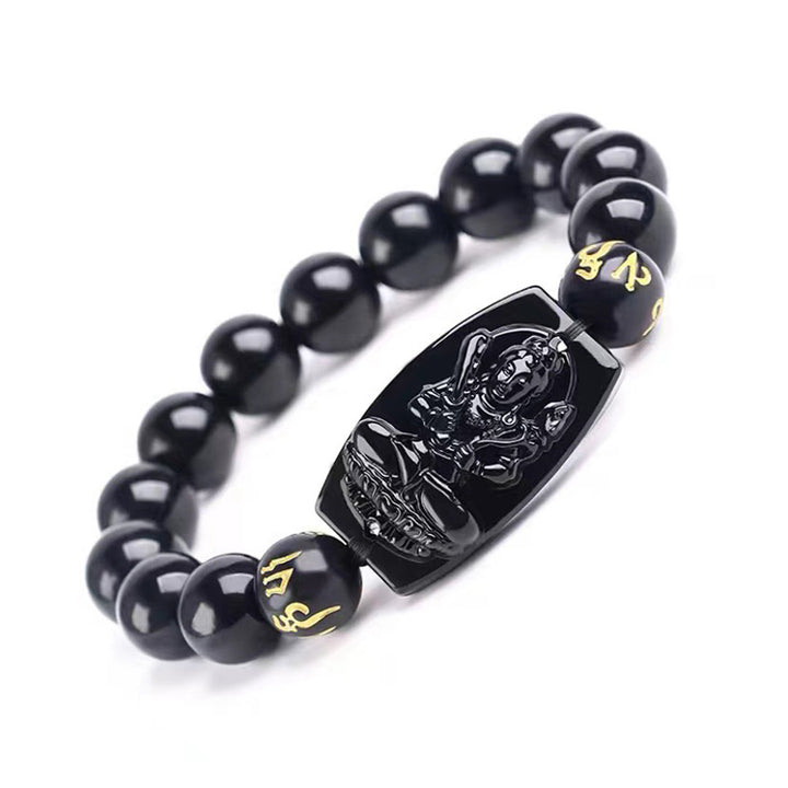 Buddha Stones Chinese Zodiac Obsidian Protection Bracelet - Ox & Tiger-14mm - image 1