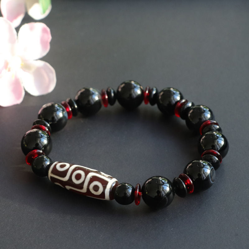 Buddha Stones Black Onyx Nine-Eye Dzi Bead Wealth Protection Bracelet - image 6