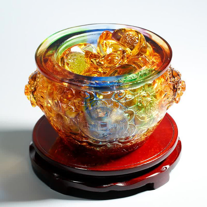 Buddha Stones Handmade Liuli Crystal Treasure Bowl Art Piece Home Decoration - image 21