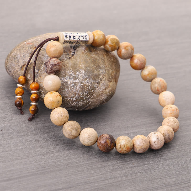 Buddha Stones Weathered Stone Om Mani Padme Hum Strengthen Bracelet - image 2