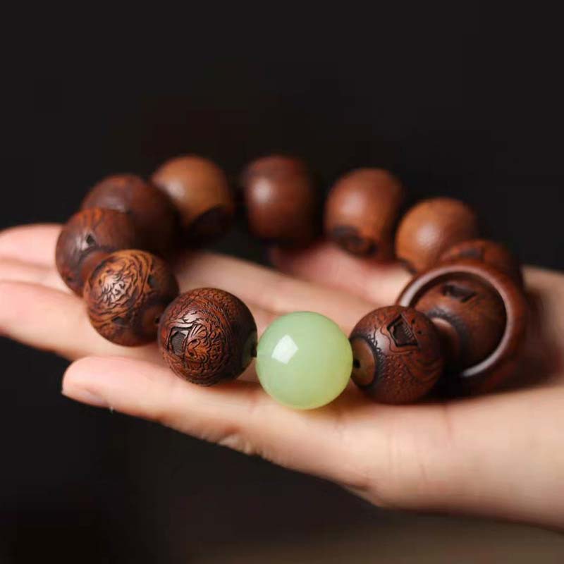 Buddha Stones Tibetan Rosewood Engraving Tiger Protection Bracelet - image 2