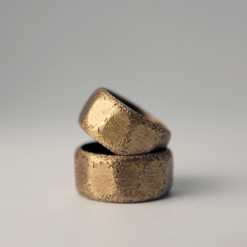 Buddha Stones Tibetan Simple Design Copper Brass Frosted Wealth Ring - image 10