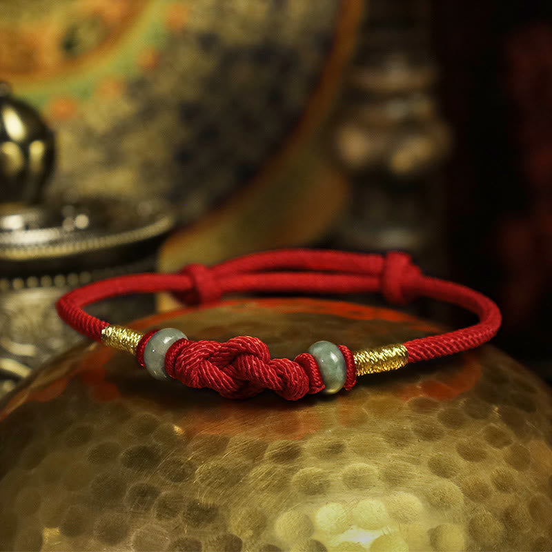 Buddha Stones Red String Jade Luck Fortune Knot Braided Couple Bracelet - image 3