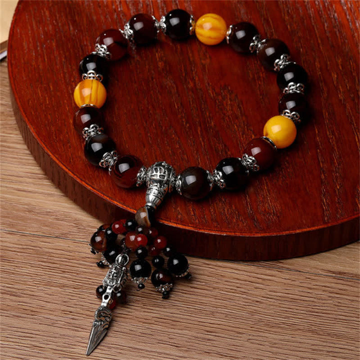 Buddha Stones Natural Tiger Eye Red Agate Dragon Vein Agate Stone Vajra Dorje Power Healing Bracelet Car Decoration - image 8