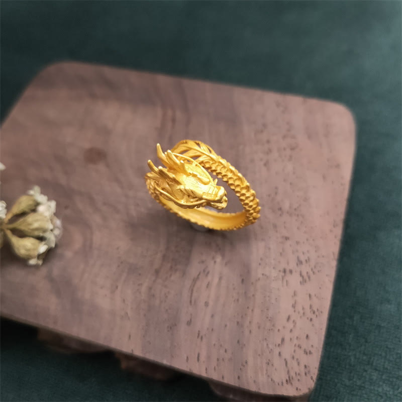 Buddha Stones Golden Dragon Success Strength Ring - image 7