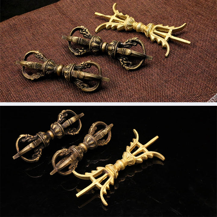 Buddha Stones Handmade Nepal Five Prong Three Prong Vajra Dorje Strength Copper Decoration - image 17