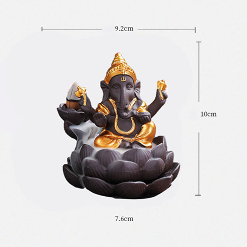 Ganesh Elephant Purple Clay Backflow Smoke Fountain Protection Incense Burner - image 3