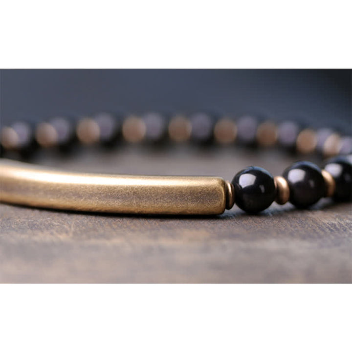 Buddha Stones Red Jasper Moss Agate Black Obsidian Crystal Copper Peace Couple Bracelet - image 24