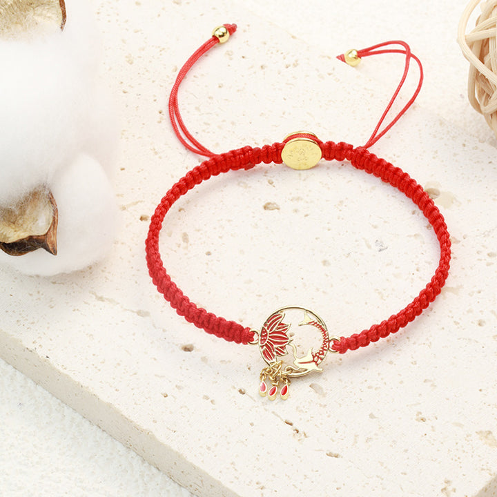 Buddha Stones Tibetan Handmade Lotus Koi Fish Lucky Red String Bracelet - image 1