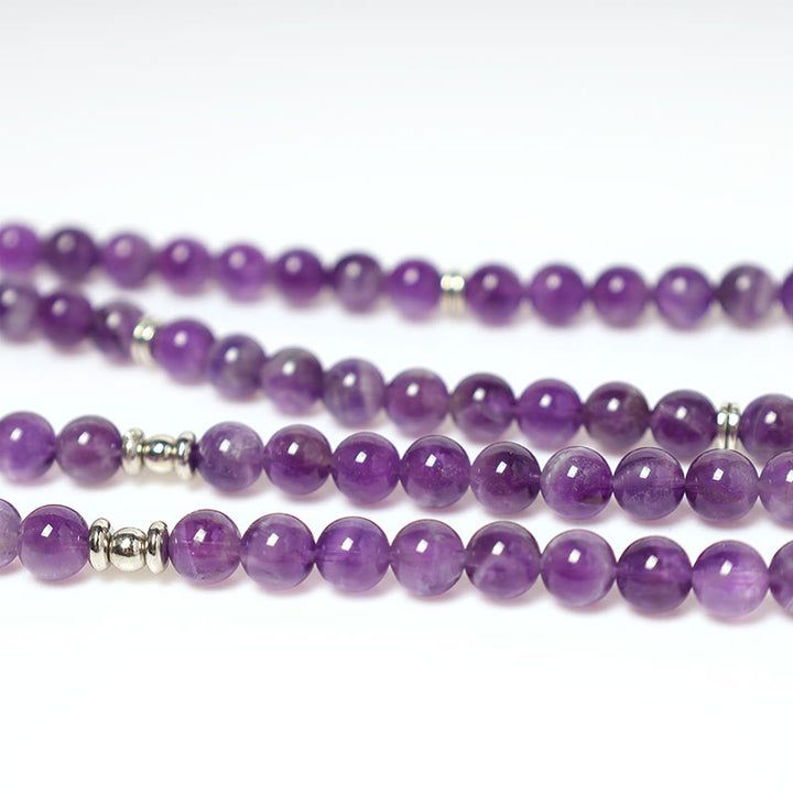Buddha Stones Natural Amethyst Purification Mala Bracelet - image 9
