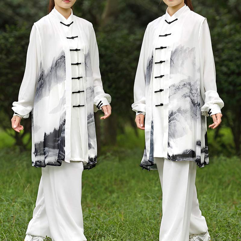 3Pcs Ink Painting Meditation Prayer Spiritual Zen Tai Chi Qigong Practice Unisex Clothing Set - image 6