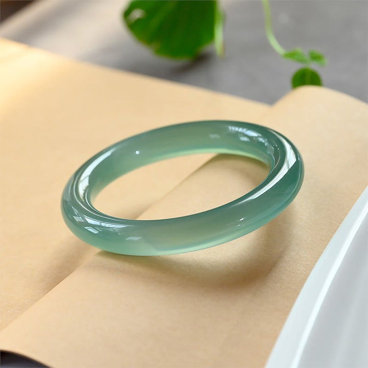 Buddha Stones Natural Green Chalcedony Strength Bangle Bracelet - 58mm - image 6