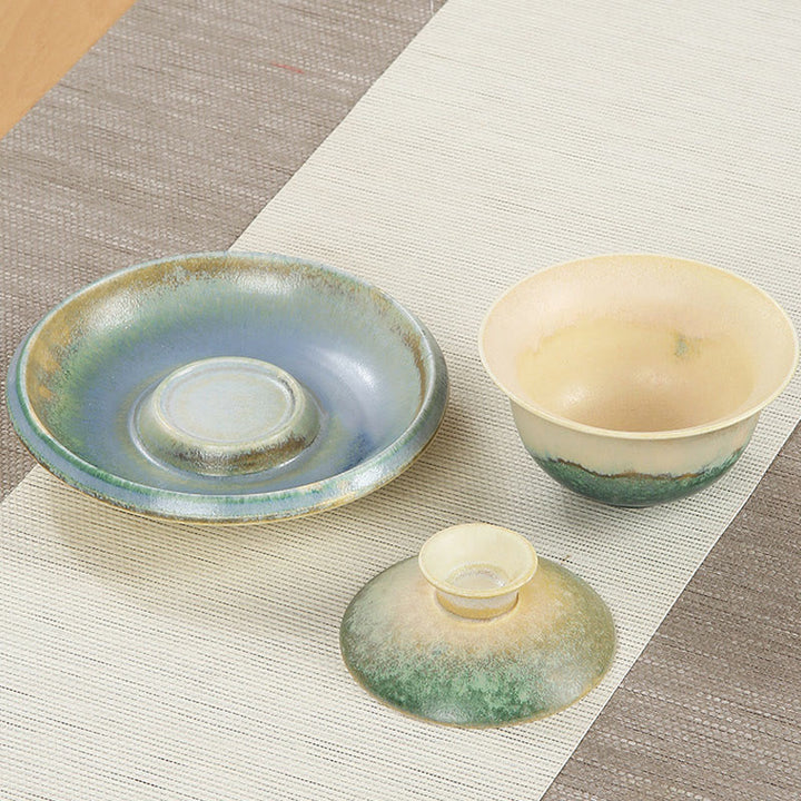 Buddha Stones Green Ocean Waves Design Porcelain Ceramic Gaiwan Sancai Teacup Kung Fu Tea Cup And Saucer With Lid - image 7