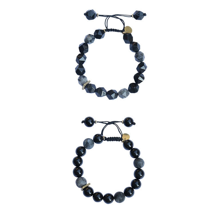 Buddha Stones Black Obsidian Black Glitter Stone Purification Bracelet - image 12
