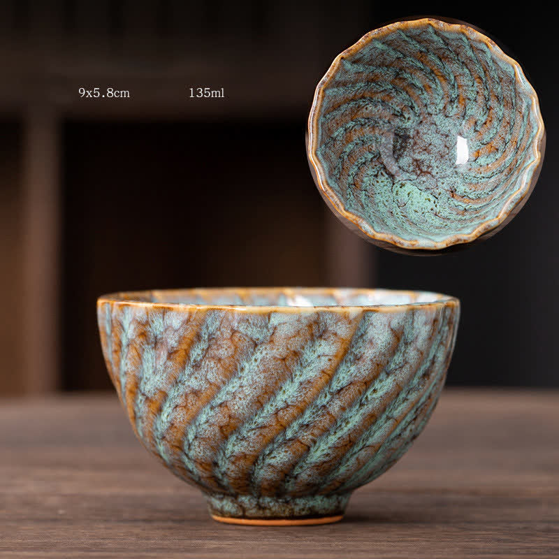 Buddha Stones Peach Blossom Pattern Ceramic Teacup Flower Tea Cups - LightBlue - image 12