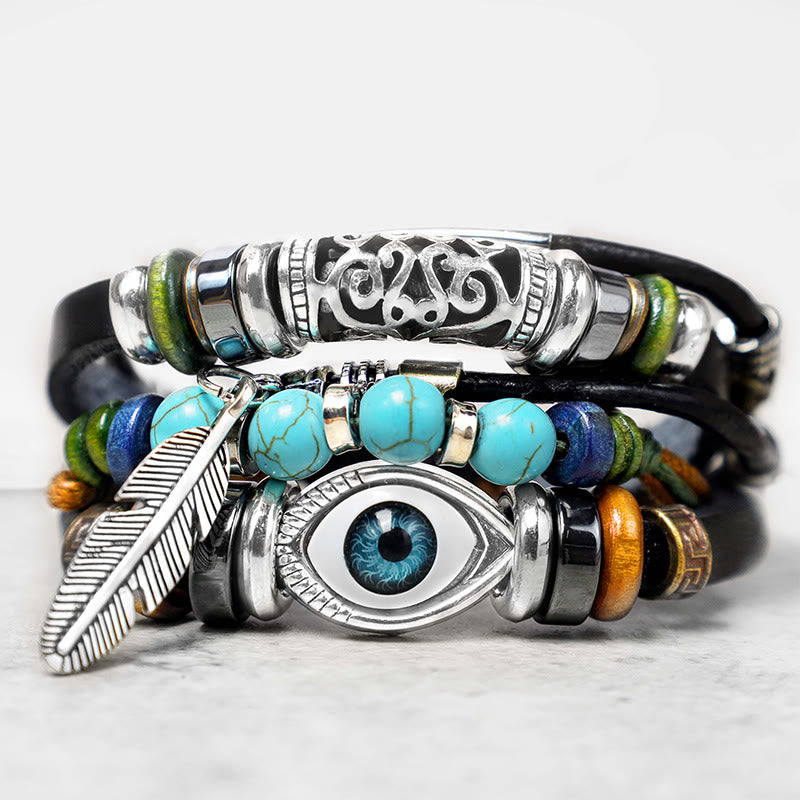 Buddha Stones Tibetan Turquoise Evil Eye Purification Bracelet - Turquoise - image 0