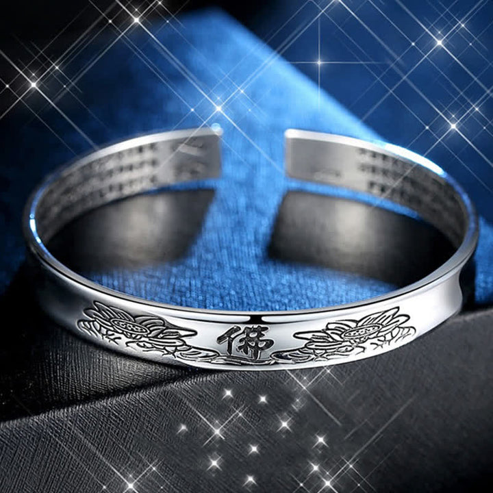 Buddha Stones Heart Sutra Mantra Lotus Peace Copper Cuff Bracelet Bangle - image 5