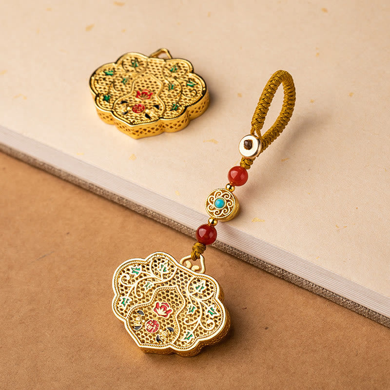 Buddha Stones Lock of Good Wishes Fu Character Luck Blessing Key Chain - image 2