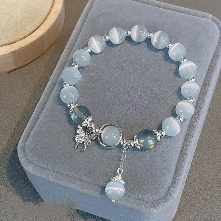 Buddha Stones Cat's Eye Moonstone Butterfly Star Charm Support Bracelet - image 6