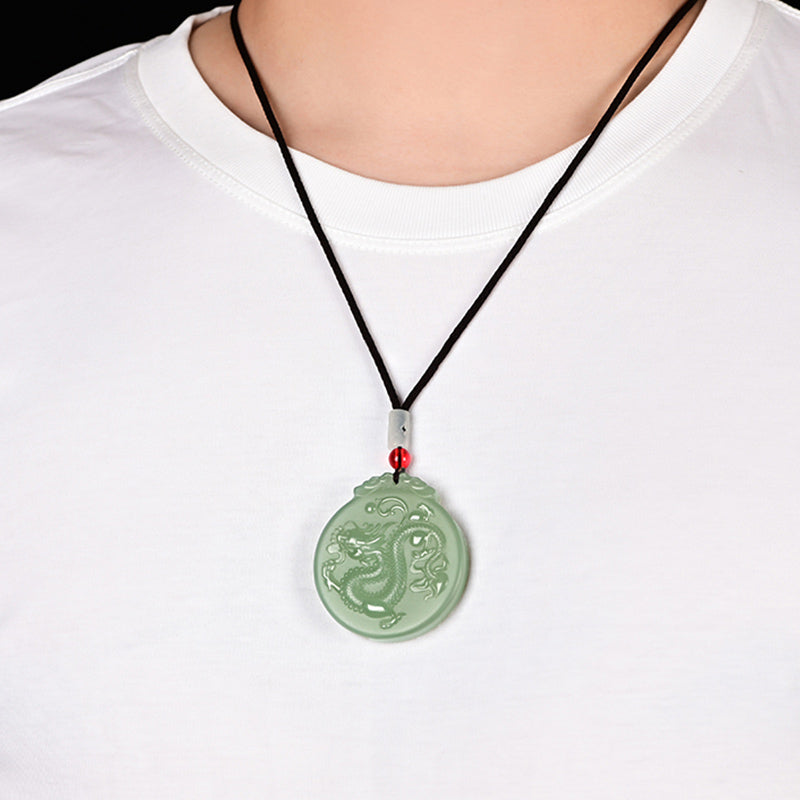 Buddha Stones Chinese Zodiac Dragon Jade Luck Necklace String Pendant - image 2