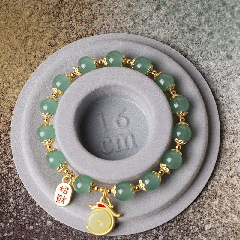 Buddha Stones Year of the Dragon Red Agate Green Aventurine Peace Buckle Fu Character Lucky Fortune Bracelet - image 10