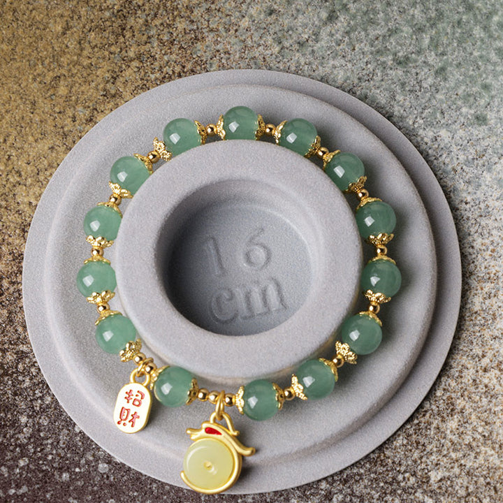 Buddha Stones Year of the Dragon Red Agate Green Aventurine Peace Buckle Fu Character Lucky Fortune Bracelet - image 10