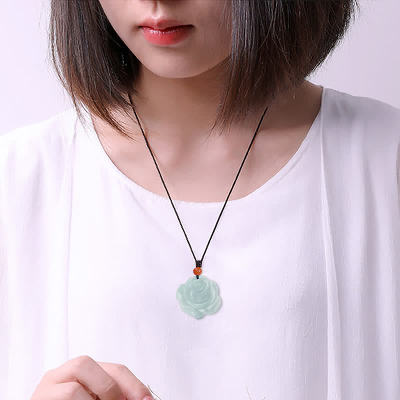 Buddha Stones Lotus Pattern Jade Abundance Prosperity Necklace String Pendant - image 2