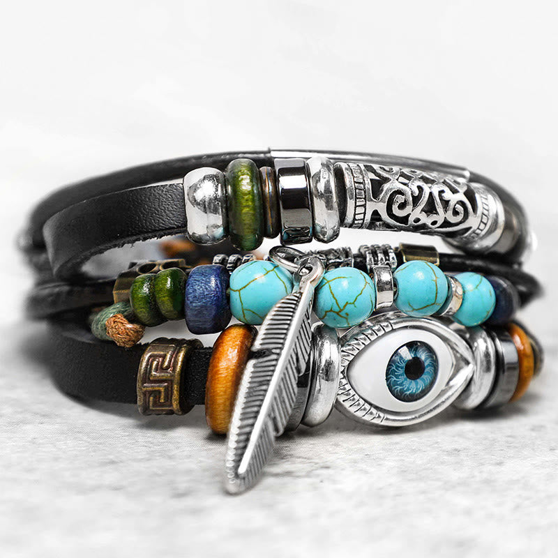 Buddha Stones Tibetan Turquoise Evil Eye Purification Bracelet - image 1