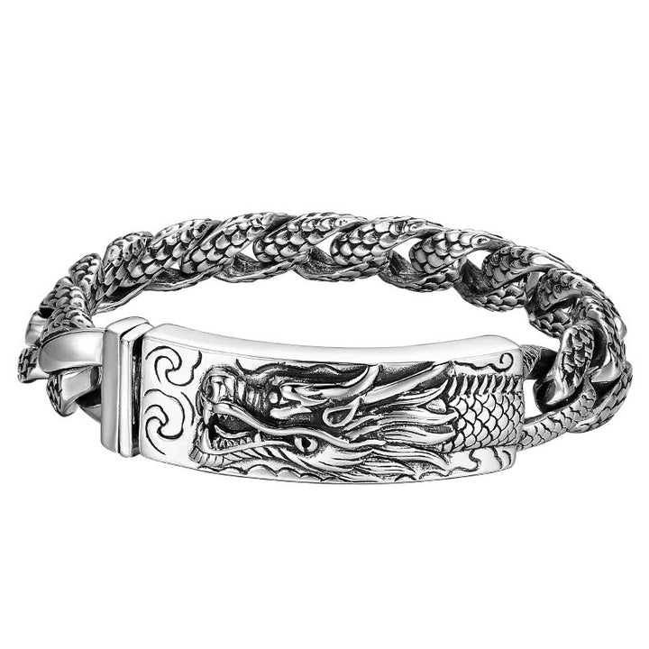 Buddha Stones Retro Dragon Scale Pattern Engraved Protection Bracelet - image 13