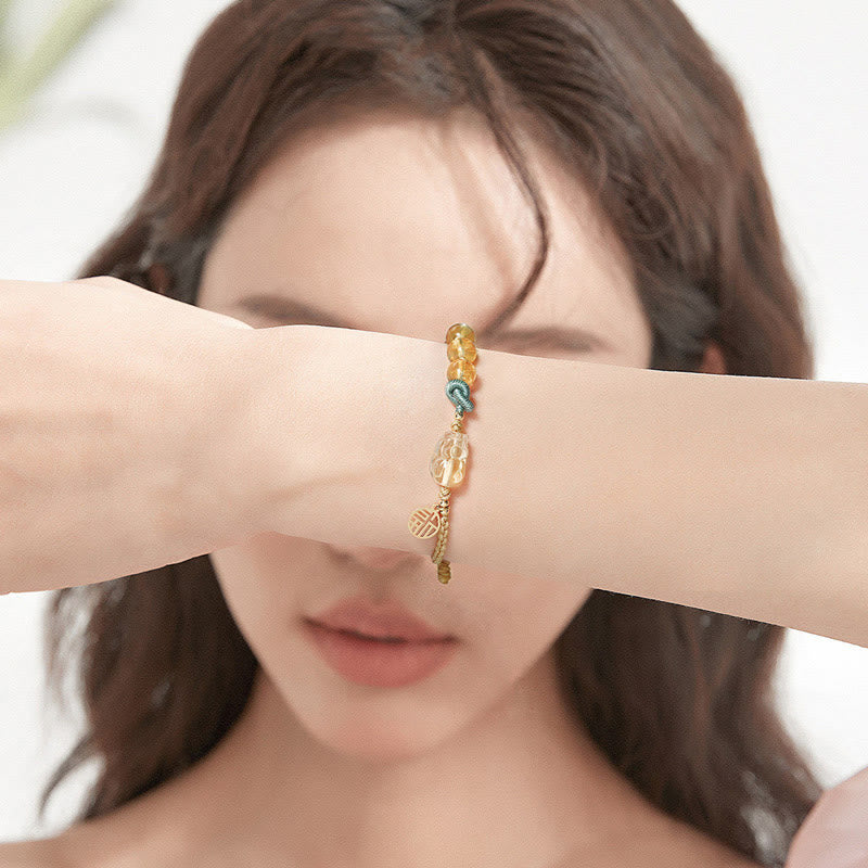 Buddha Stones Citrine PiXiu Fu Character Prosperity String Braided Bracelet - image 5