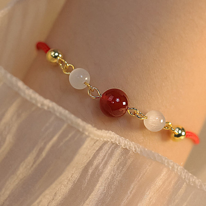 Buddha Stones Red Agate Cat Eye Braided String Confidence Bracelet - image 4
