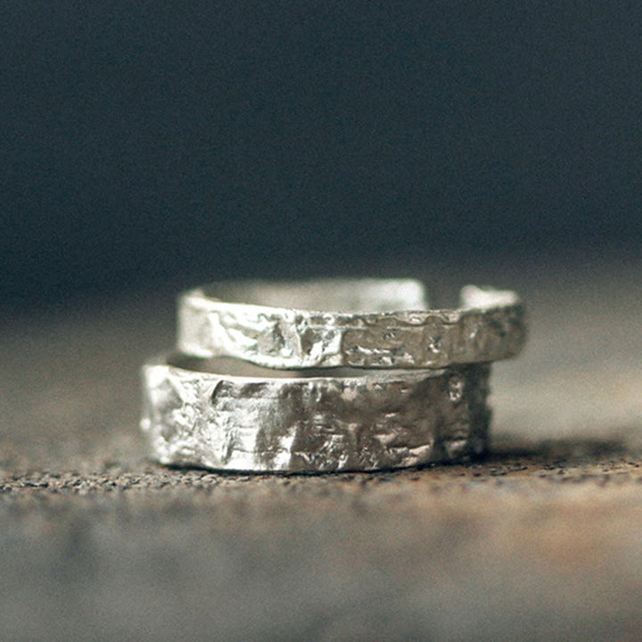 Buddha Stones 925 Sterling Silver Simple Design Blessing Couple Ring - image 7