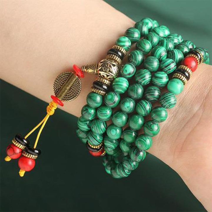 Buddha Stones Tibetan 108 Mala Malachite Beads Bracelet Necklace - image 2