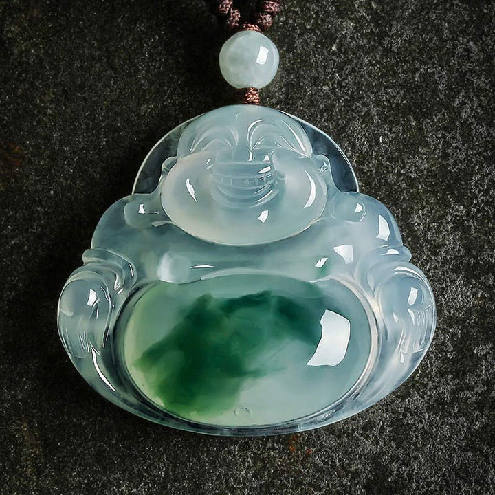 Buddha Stones Cyan Jade Luck Necklace Pendant - Cyan Jade - image 0