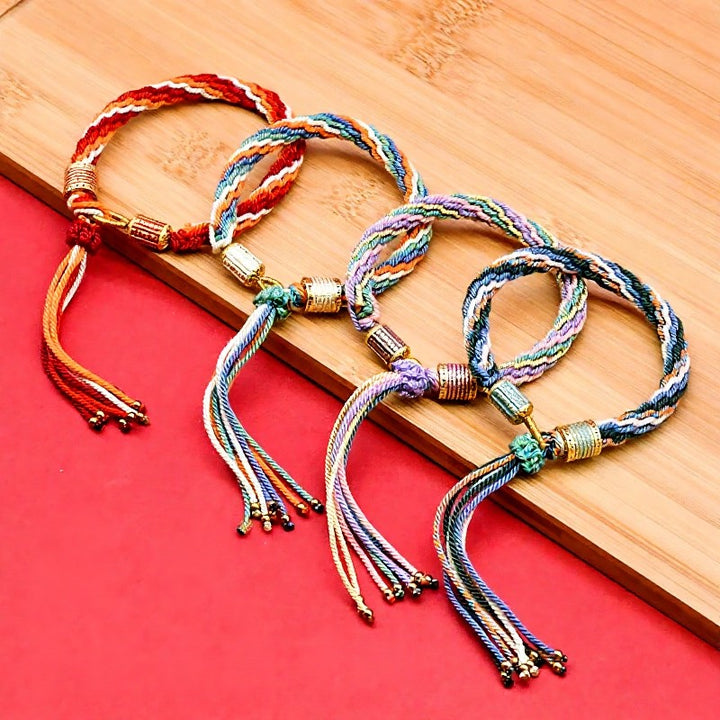 Buddha Stones Tibetan Enamel Colorful Tassel Rope Bracelet - image 5