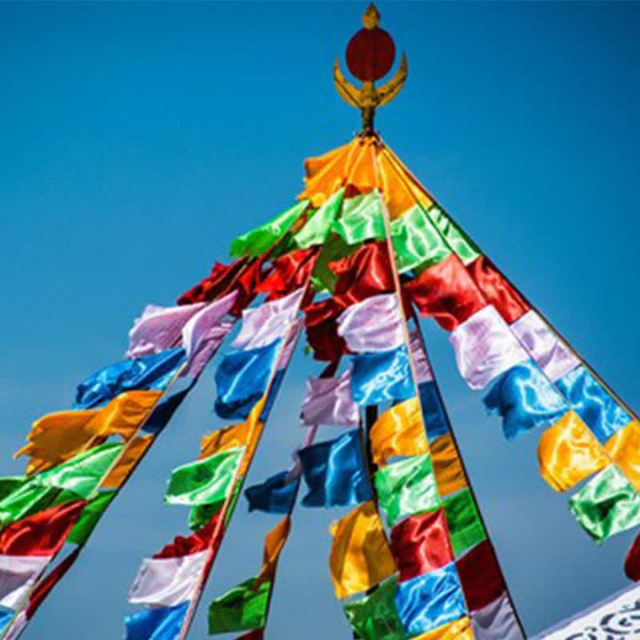 Tibetan 5 Colors Windhorse Blessing Outdoor 20 Pcs Prayer Flag - 7m - image 0