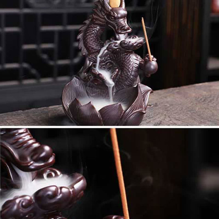 Dragon Lotus Pattern Strength Protection Ceramic Incense Burner Decoration - image 9