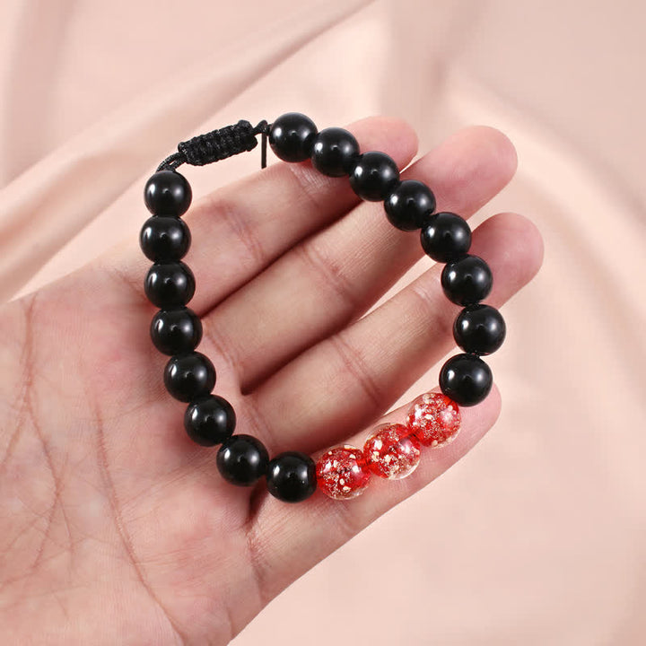 Buddha Stones Black Obsidian Luminous Glowstone Strength Bracelet - image 9