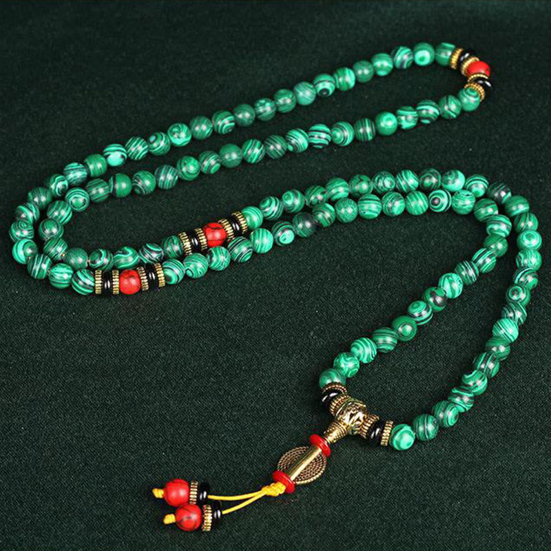 Buddha Stones Tibetan 108 Mala Malachite Beads Bracelet Necklace - image 6