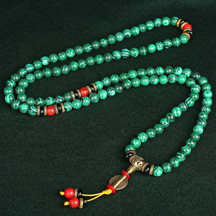 Buddha Stones Tibetan 108 Mala Malachite Beads Bracelet Necklace - image 6