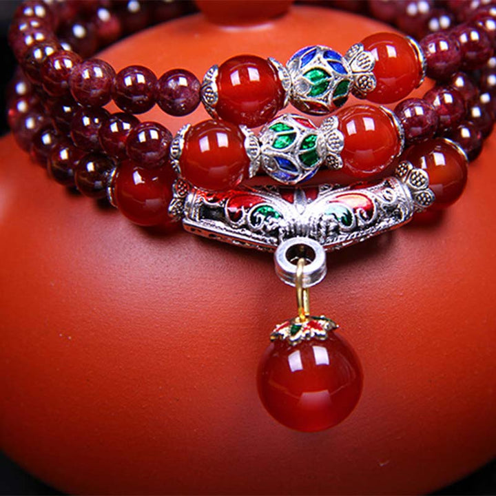 Buddha Stones Natural Garnet Red Agate Blessing Healing Bracelet Necklace Pendant - image 5