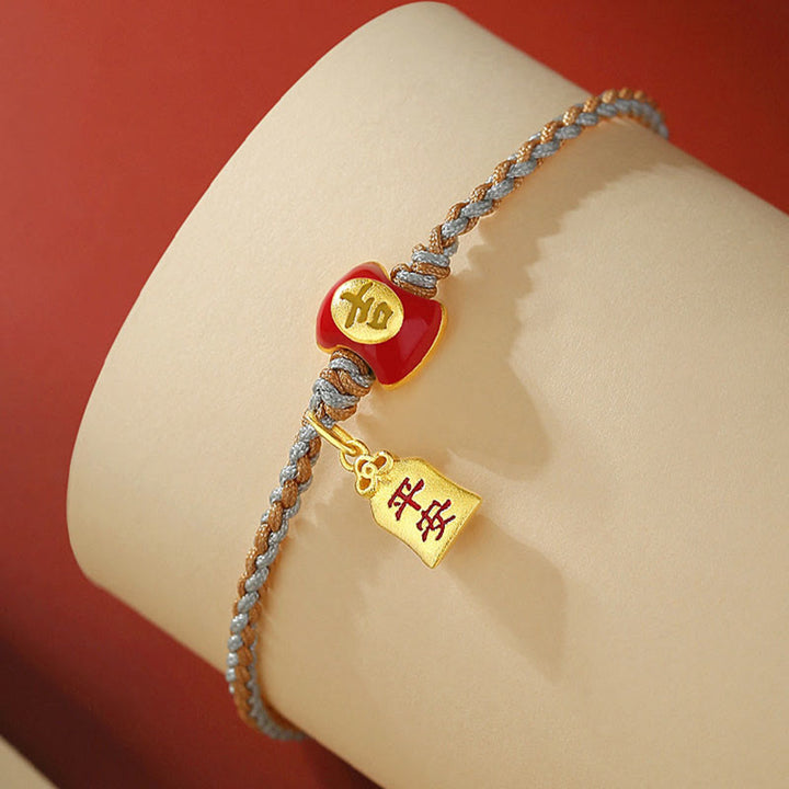 Buddha Stones 925 Sterling Silver Handmade Auspicious Chinese Character Blessing Braided String Bracelet - image 2