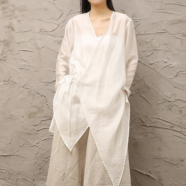 Buddha Stones Simple White Beige Pattern Meditation Spiritual Zen Practice Yoga Clothing Women's Clothes - Only White Top - US8-10，UK/AU12-14，EU40-42(L/XL) - image 1