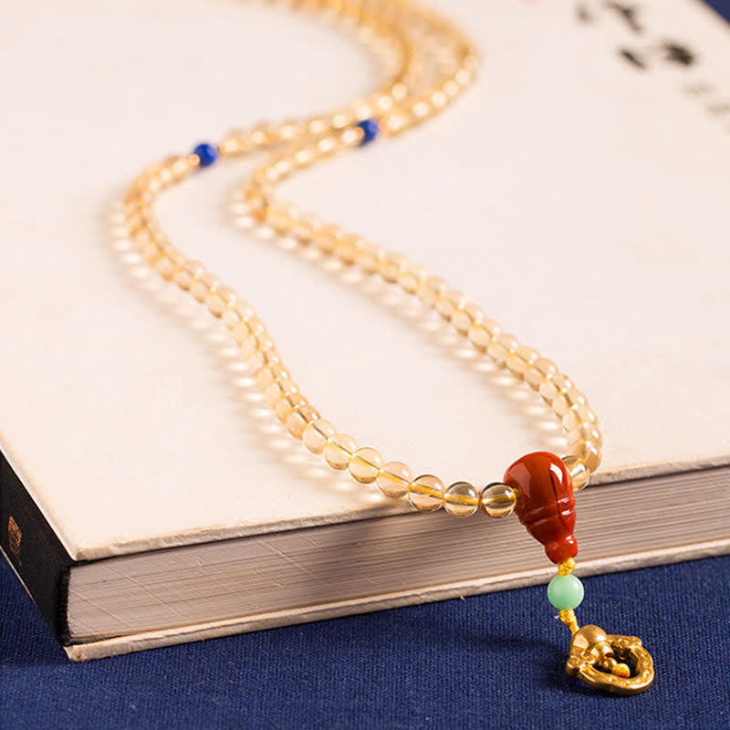 925 Sterling Silver 108 Mala Beads Natural Citrine Red Agate Amber Pleasure Charm Bracelet - image 10