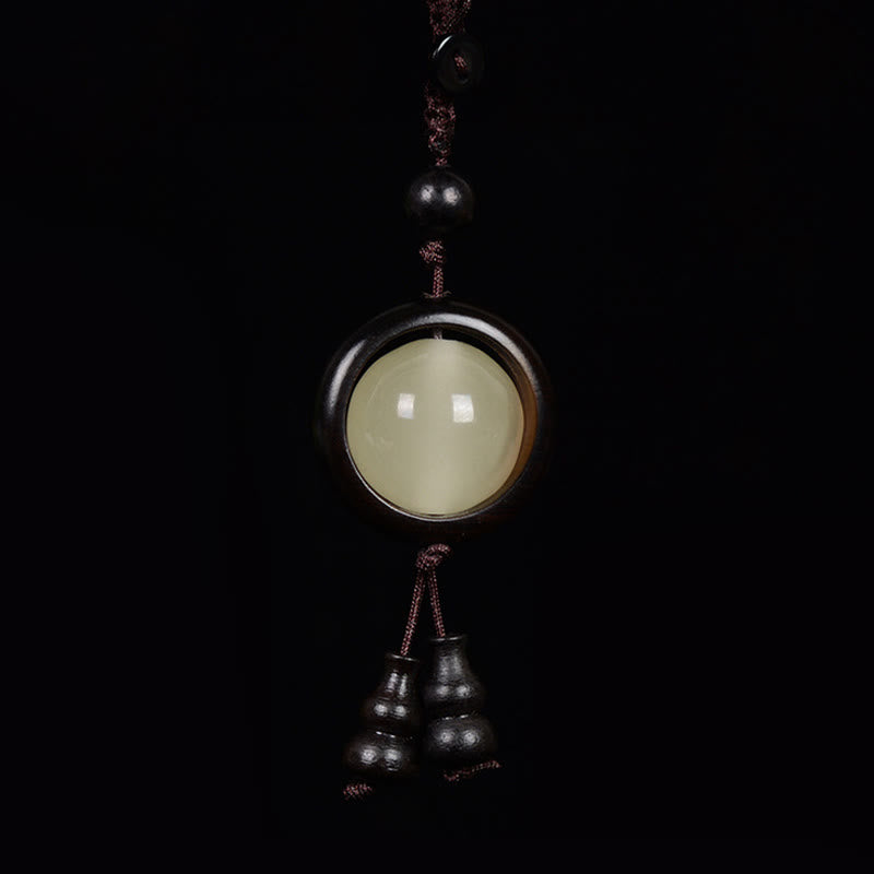 Buddha Stones Red Sandalwood Ebony Wood Green Sandalwood Luminous Lucky Bead Gourd Peace Key Chain - image 11