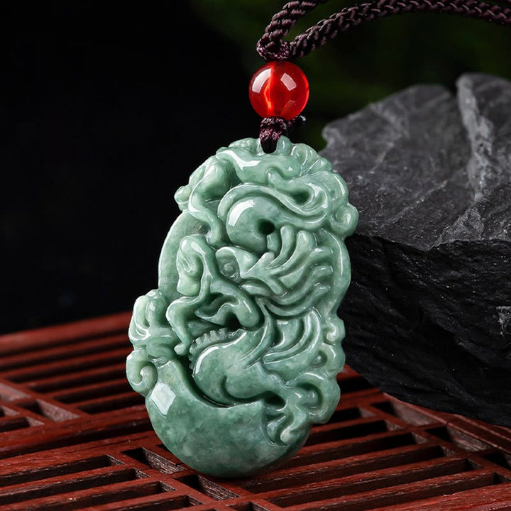 Buddha Stones Natural Jade 12 Chinese Zodiac Prosperity Necklace Pendant - image 0