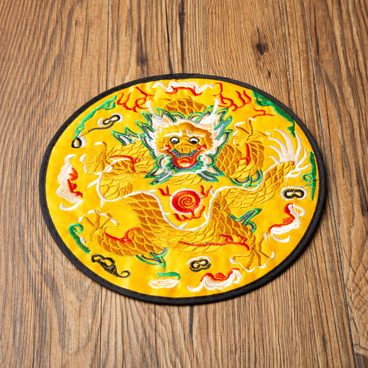 Buddha Stones Dragon Embroidery Cup Mat Pad Tea Cup Coaster Kung Fu Tea Mat - image 3