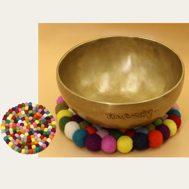 Buddha Stones Tibetan Singing Bowl Handcraft Felted Wool Cushion Decoration - image 5
