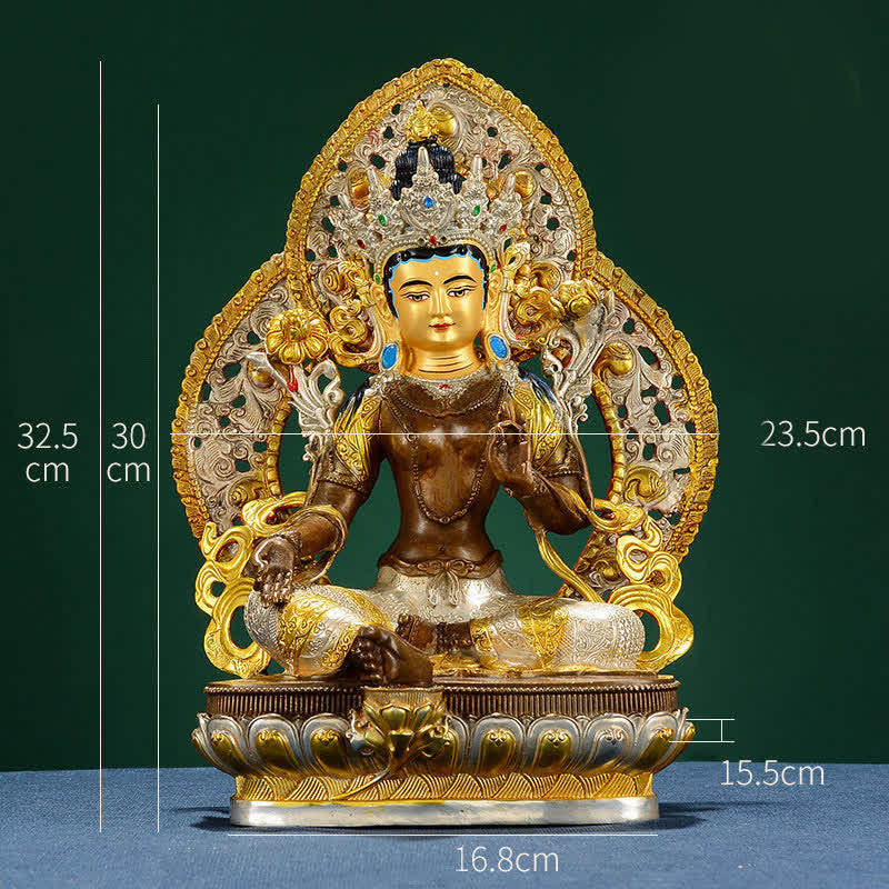Buddha Stones Bodhisattva Green Tara Hope Copper Statue Decoration - image 16