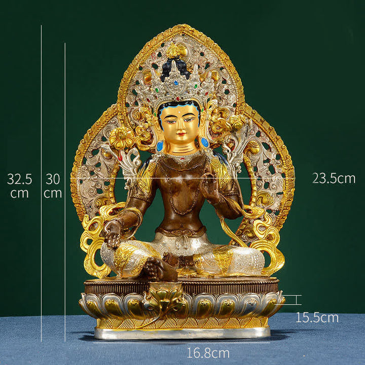 Buddha Stones Bodhisattva Green Tara Hope Copper Statue Decoration - image 16